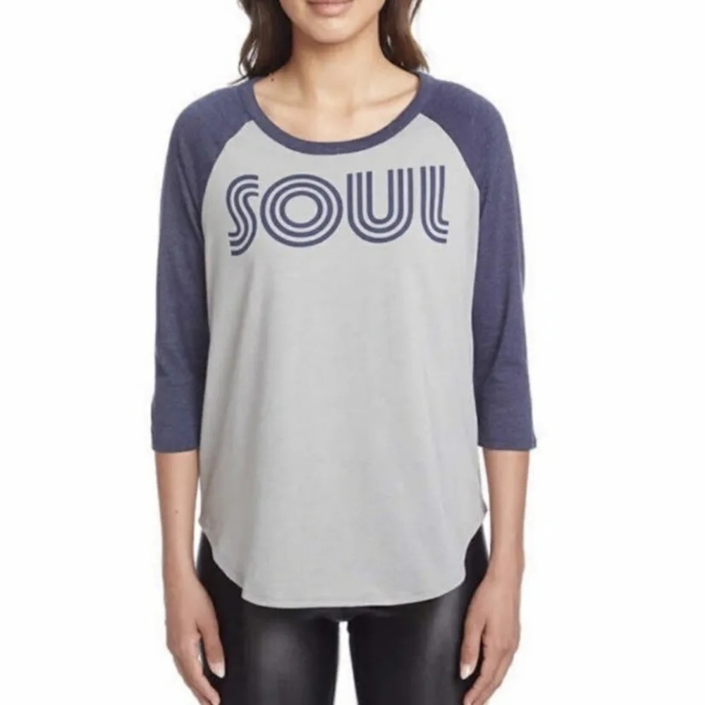 Chaser Soul Blue Gray 3/4 Sleeve Raglan Baseball T-shirt Size Small